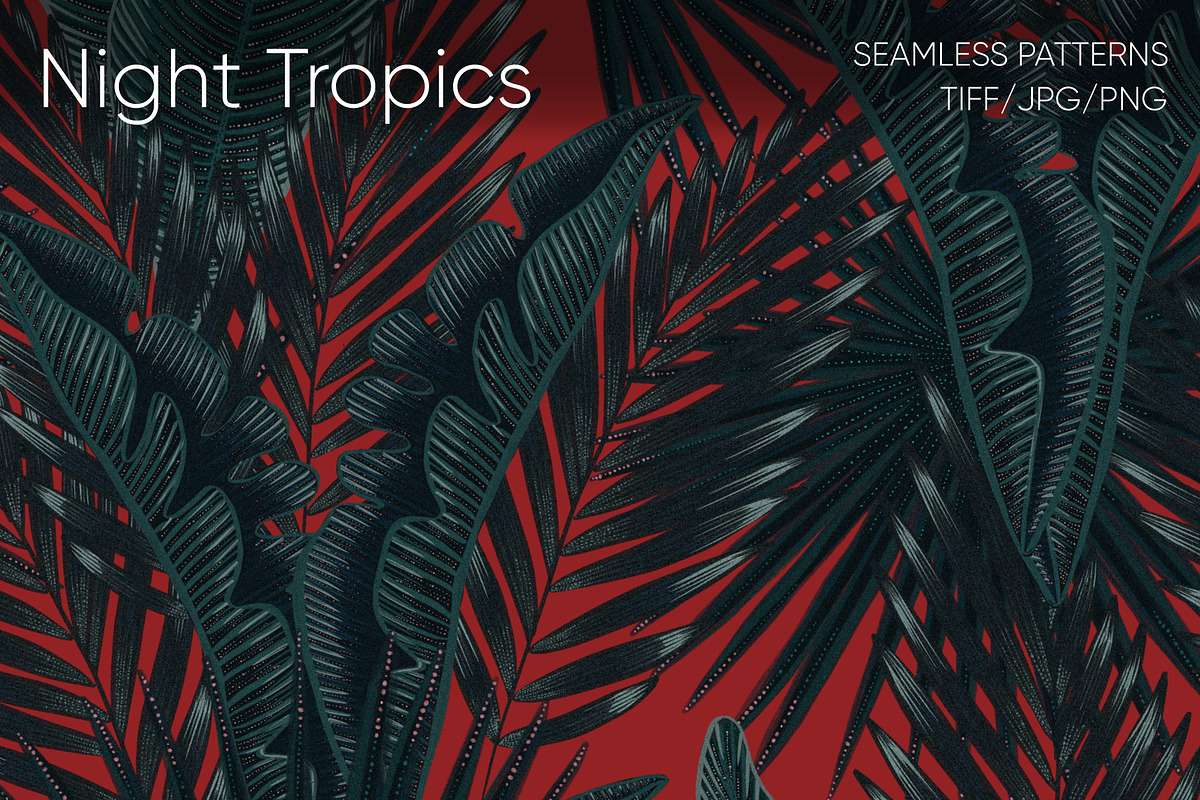 Night Tropics seamless patterns, a Pattern Graphic by ANAKOTO (Photo 12 of 20)