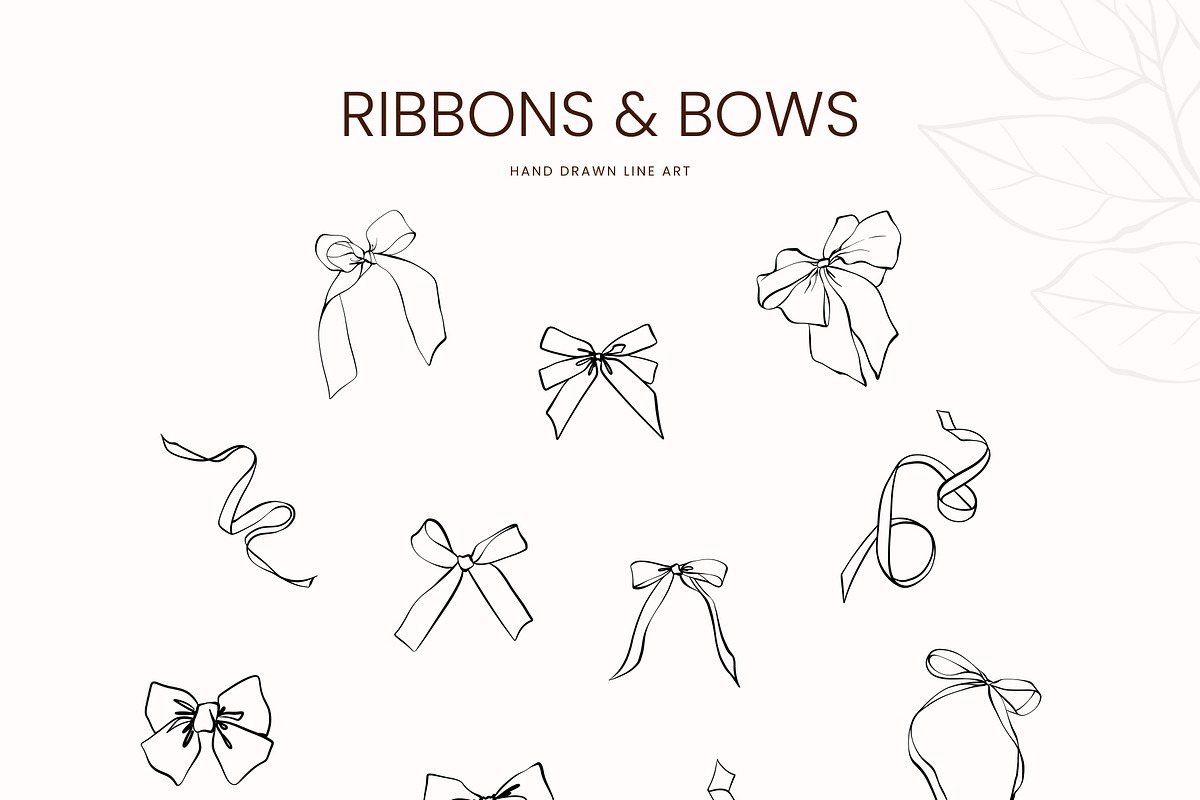 BOWS & FLOWERS line art & posters, a Decorative Illustration by Yuliia Lashevska (Photo 6 of 12)