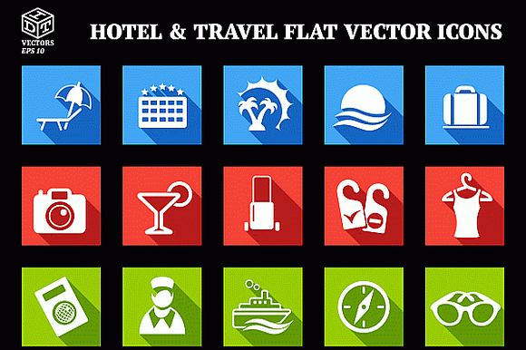 Hotel Travel Flat Vector Icons