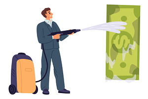 Businessman washing dirty green, a Finance Illustration by Vectorbuum