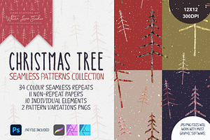 Christmas Tree Seamless Patterns