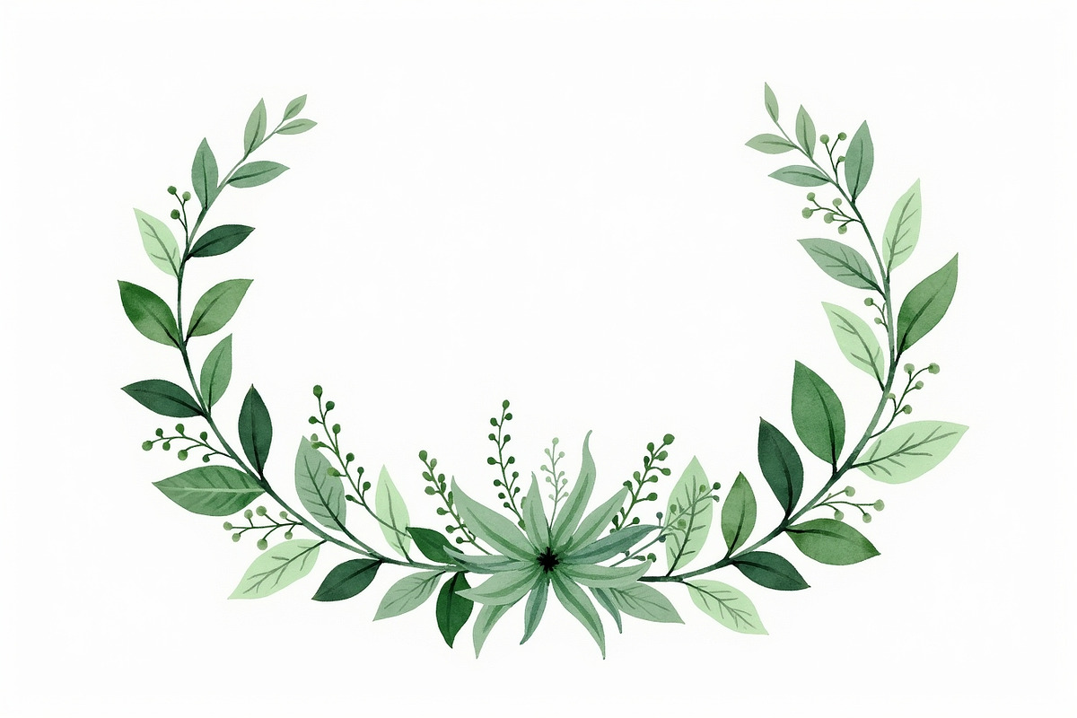 Watercolor Green Leaf Wreath Vector, an Illustration by hafijul (Photo 5 of 12)