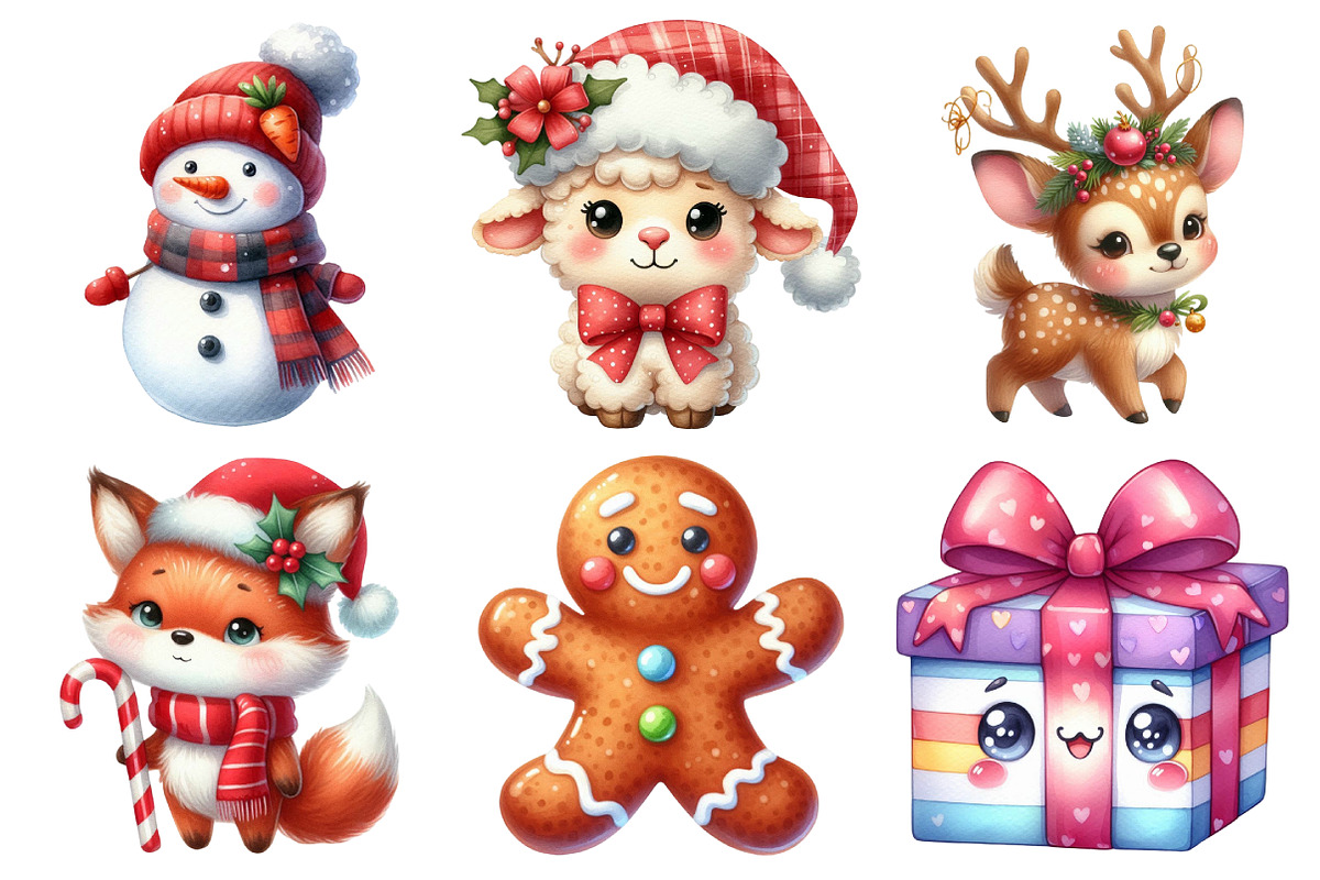 Cute Cartoon Christmas Clipart, an Illustration by Daily.Designs (Photo 2 of 4)