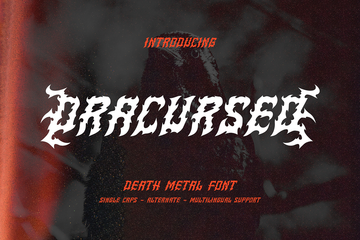 Dracursed - Death metal Font, a Script Font by AQR Studio (Photo 1 of 8)
