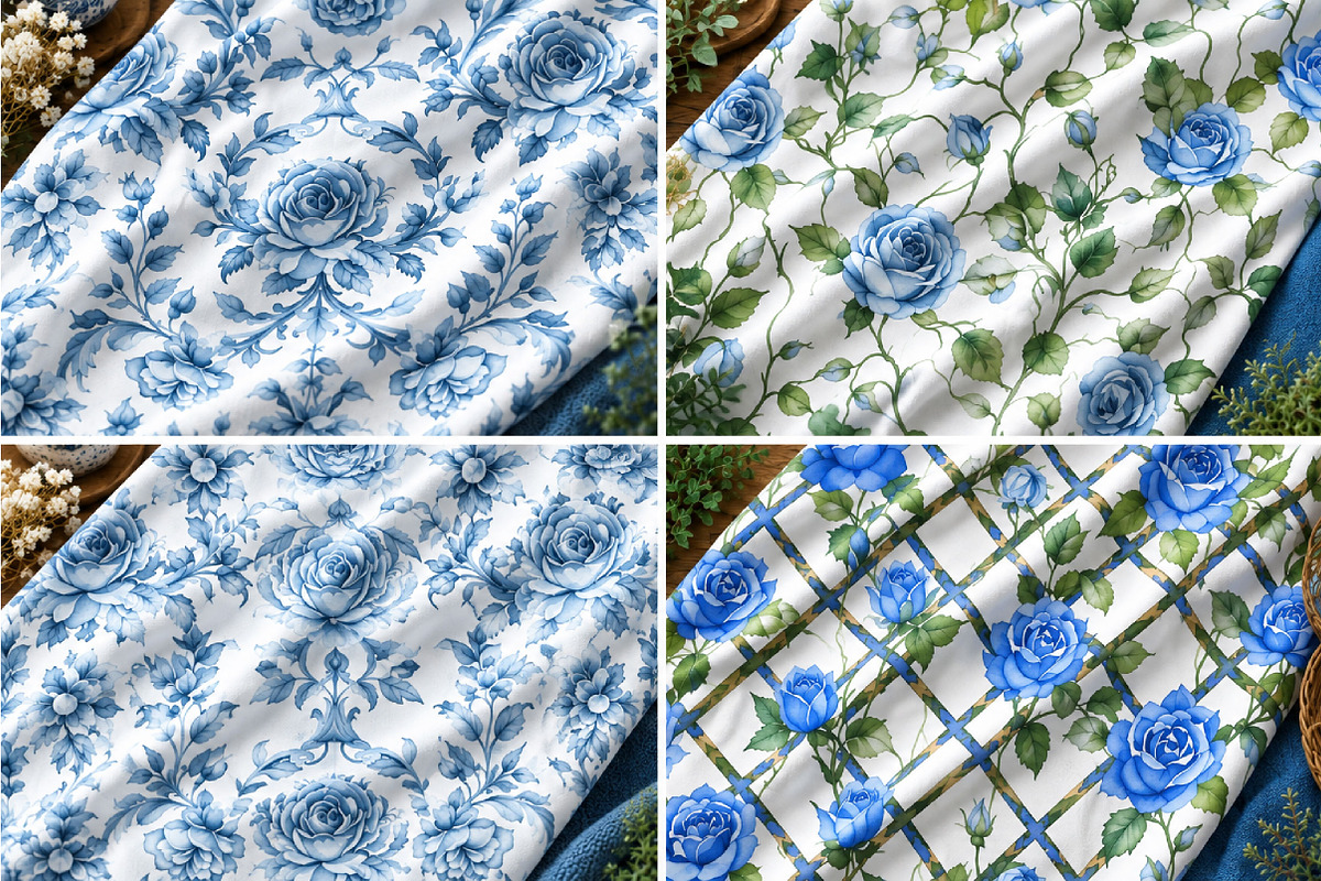 Watercolor Floral Patterns Set, a Pattern Graphic by DreamCafeArt (Photo 4 of 5)