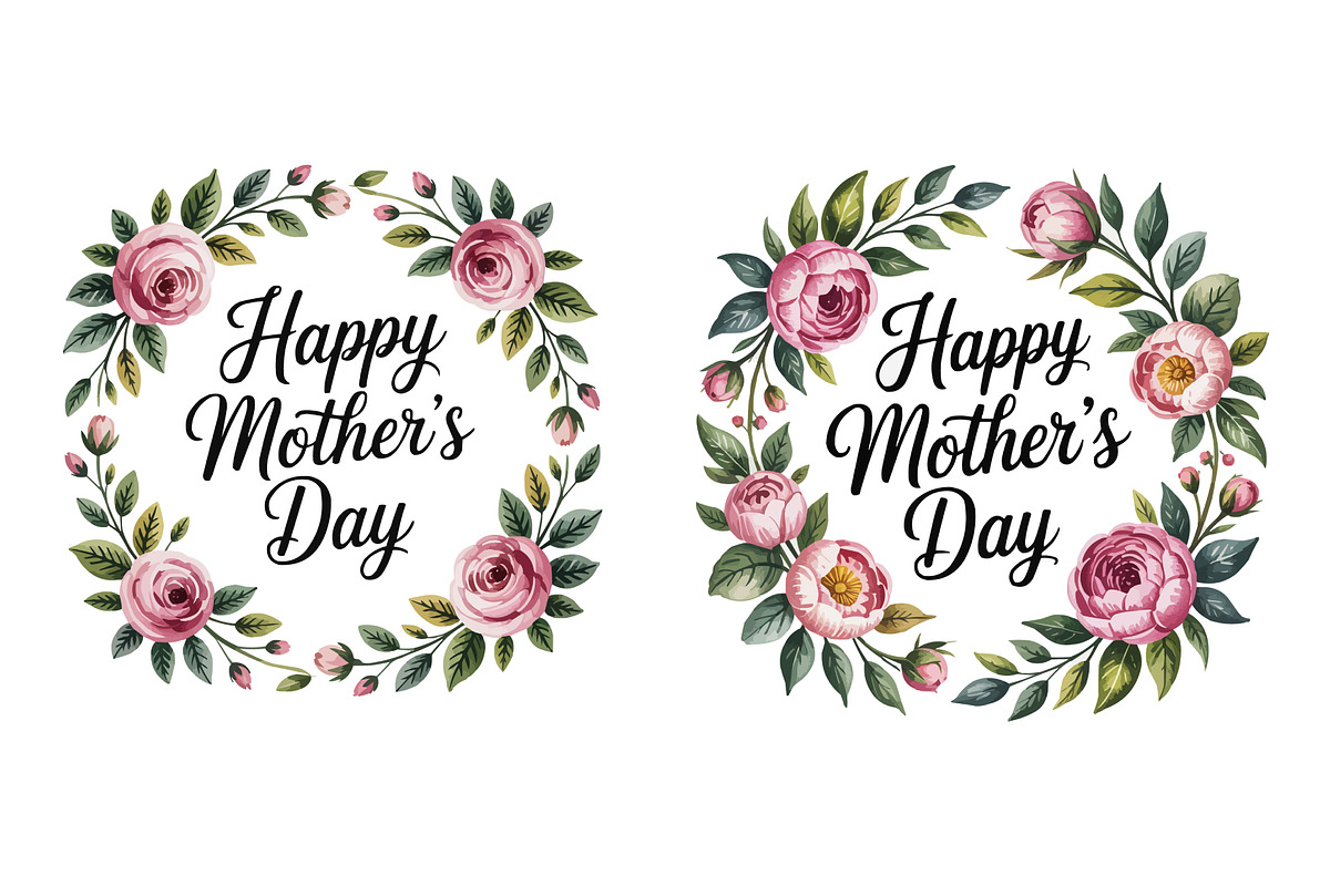 Floral wreaths celebrate Mother'sDay, a Decorative Illustration by himelgfx (Photo 2 of 5)
