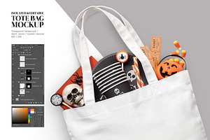 Isolated Halloween tote bag mockup