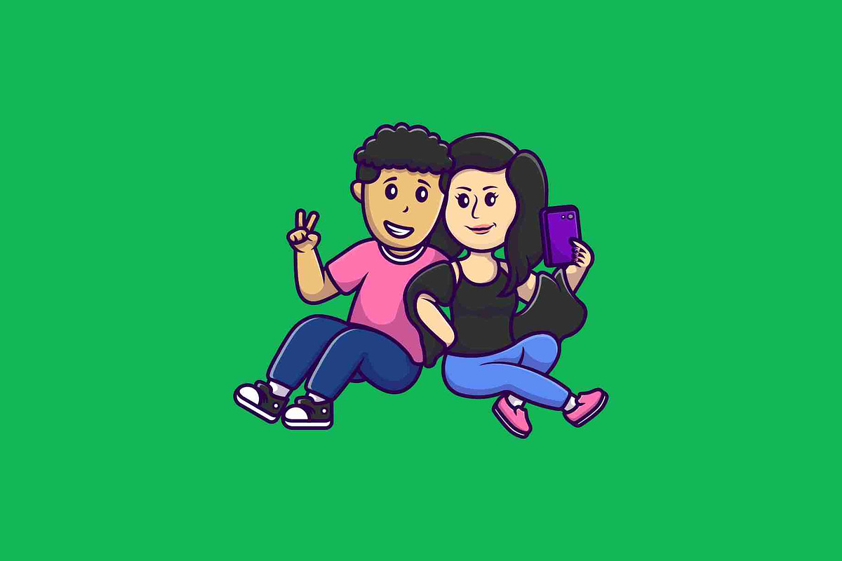 Cute Boy And Girl Taking Selfie, an Object Graphic by Artstorystudio (Photo 2 of 3)