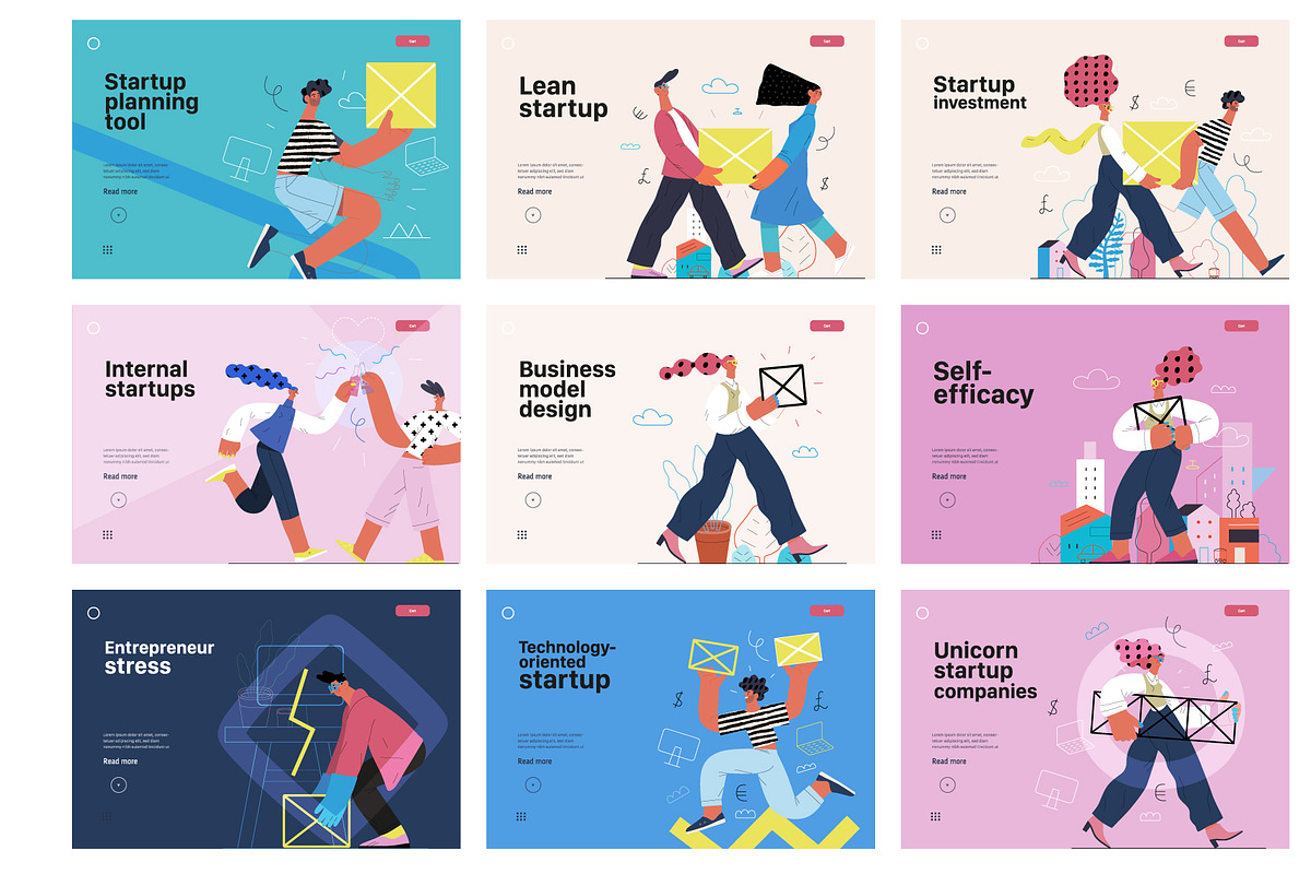 Startups flat vector illustrations, a Templates & Theme by Grivina's shop (Photo 44 of 45)