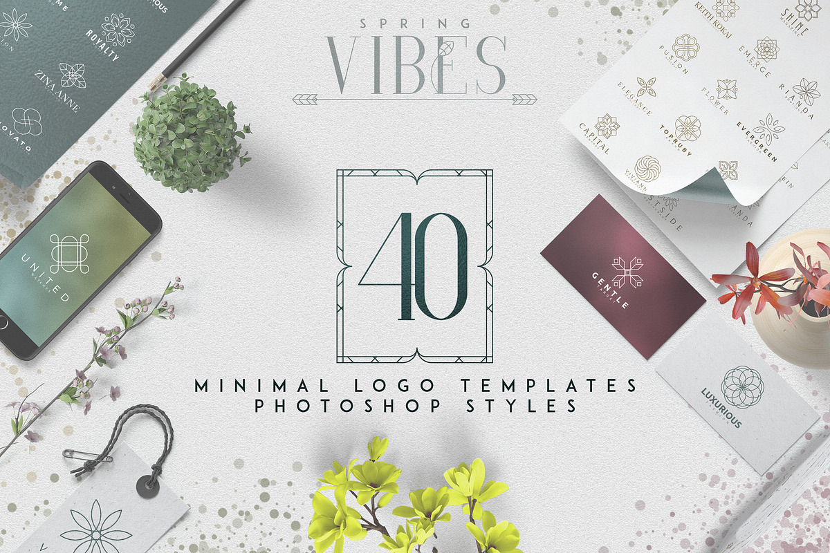 [Spring Vibes] 40 Minimal Logos -50%, a Branding & Logo Template by VP Fonts (Photo 1 of 9)