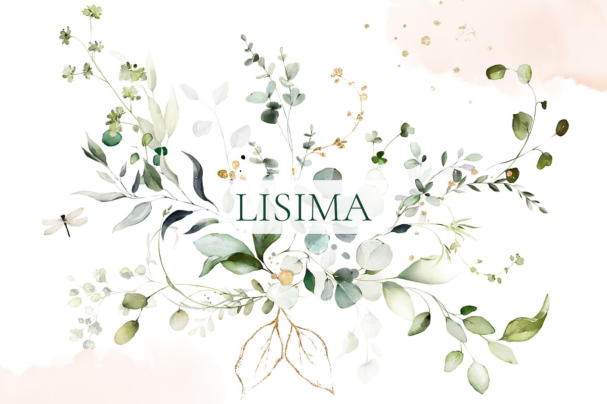Green watercolor herbs, leaves, a Decorative Illustration by Lisima (Photo 11 of 19)