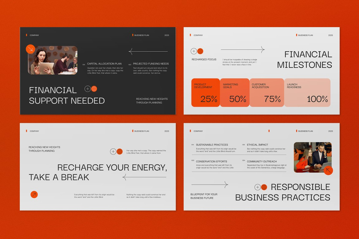 White Orange Business Plan PPT, a Presentation Template by graphicook (Photo 4 of 5)