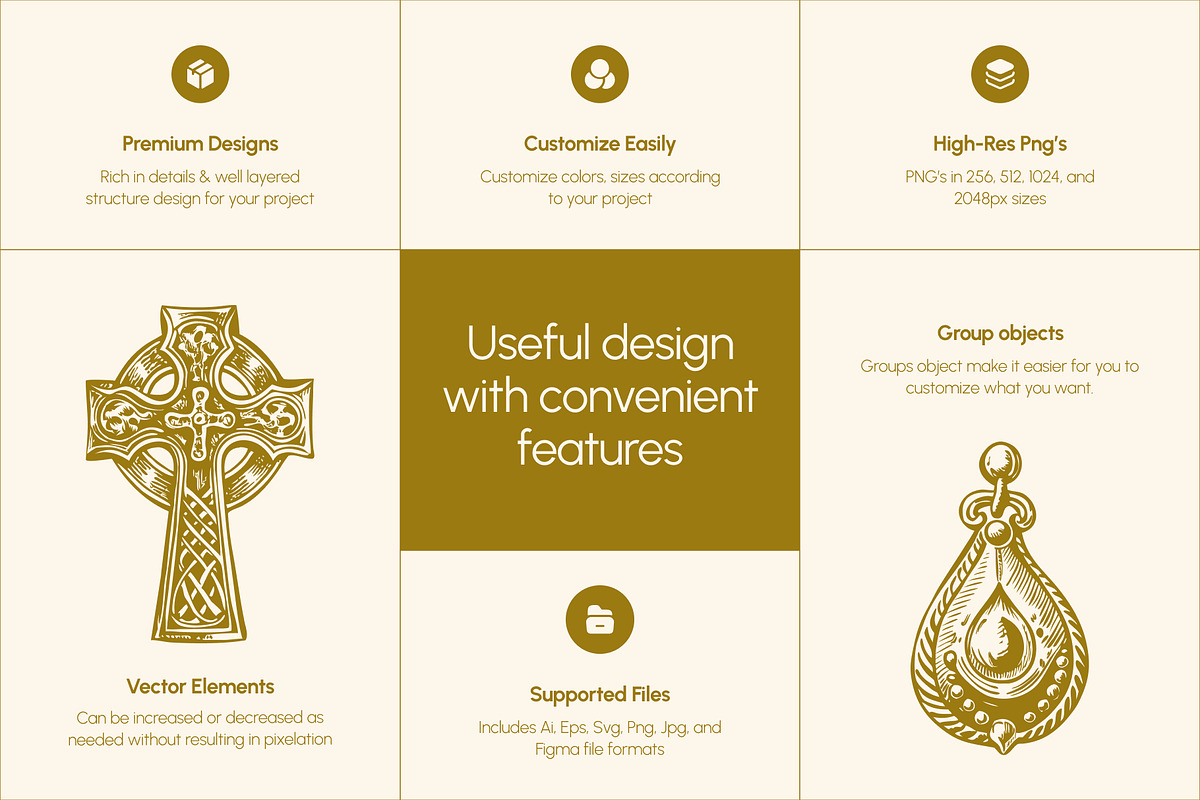 Vintage Jewellery Illustration Set, a Decorative Illustration by Prosymbols (Photo 2 of 8)