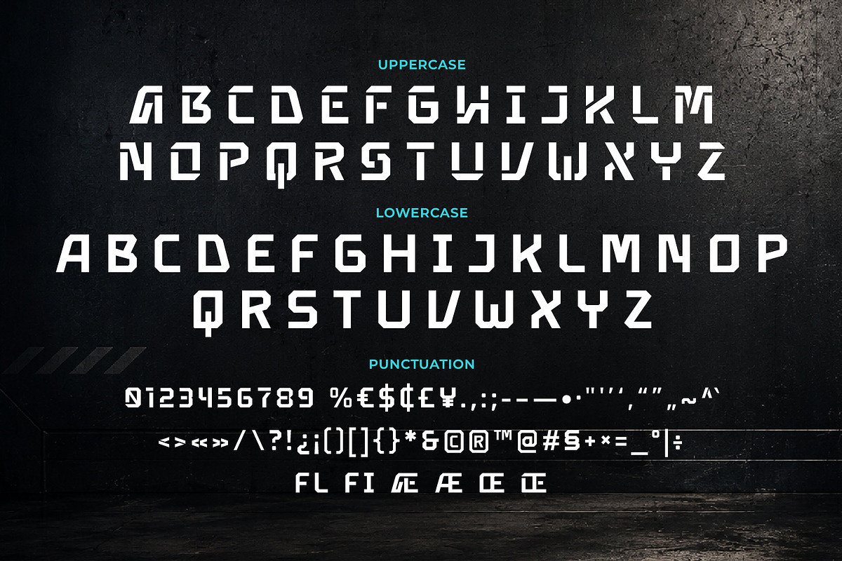 Mecha Bord - Futuristic Display Font, a Sans Serif Font by Vesvocrea (Photo 2 of 8)