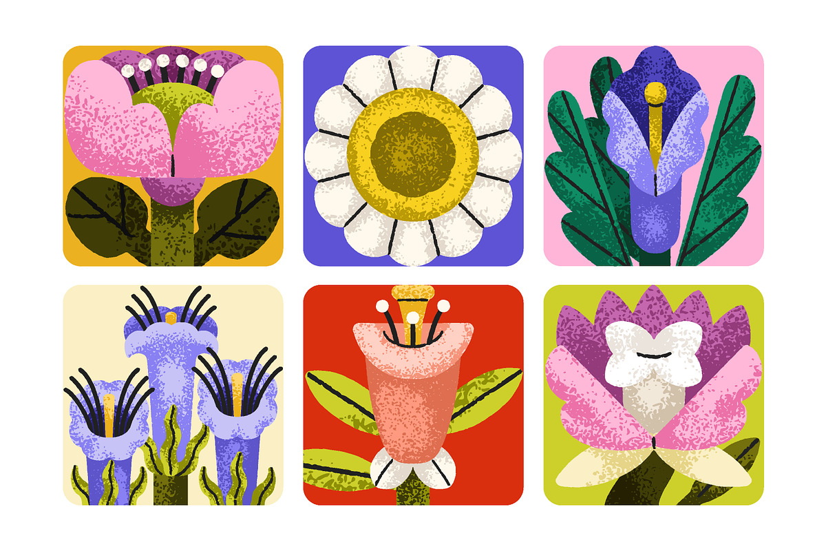 Abstract flowers, poster designs set, a Decorative Illustration by Good Studio (Photo 2 of 8)