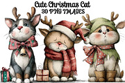 Cute Christmas Cat Clipart, an Illustration by DreamArtGraphic (Thumbnail 1 of 5)