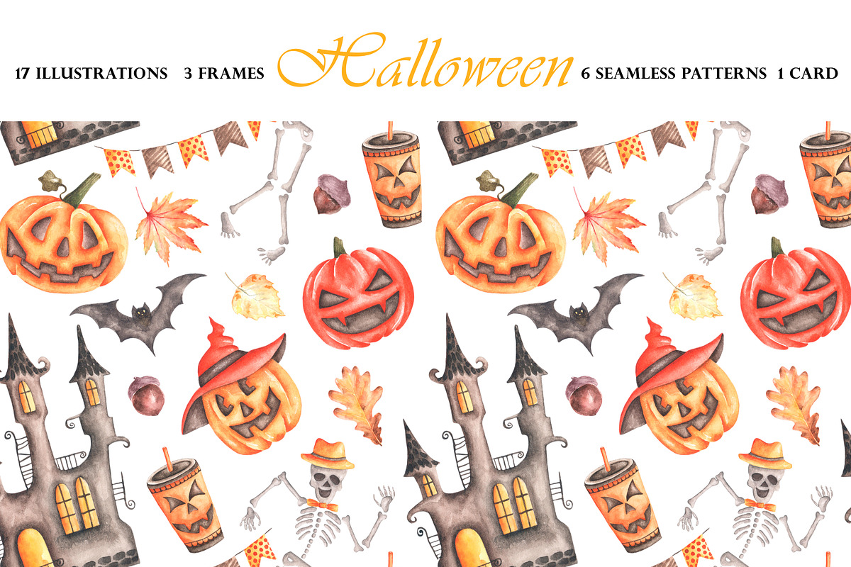 Halloween watercolor set. Fall., a Seasonal Illustration by SabinaWatercolorArt (Photo 14 of 14)