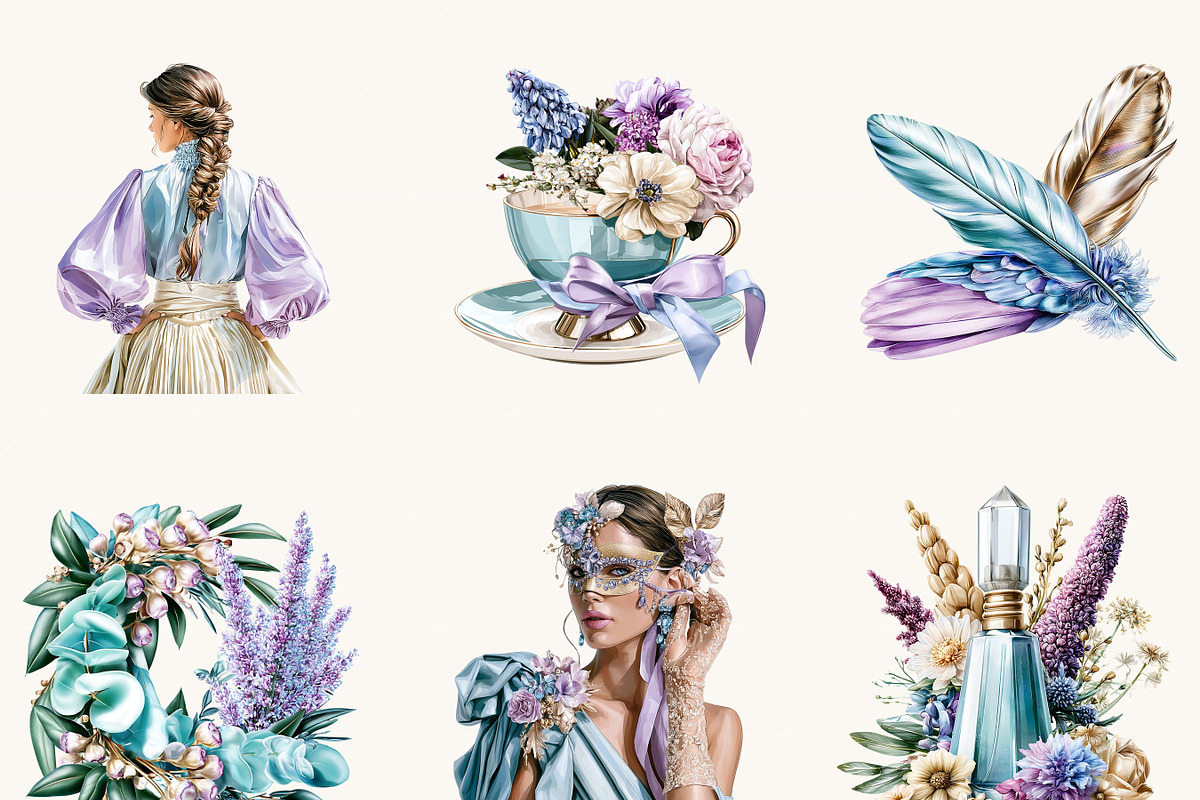 Masquerade Ladies Clipart Bundle, a Person Illustration by BusyDaydesign (Photo 4 of 9)