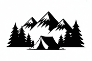 silhouette camping tent mountain, an Illustration by Amazin_art (Thumbnail 13 of 17)