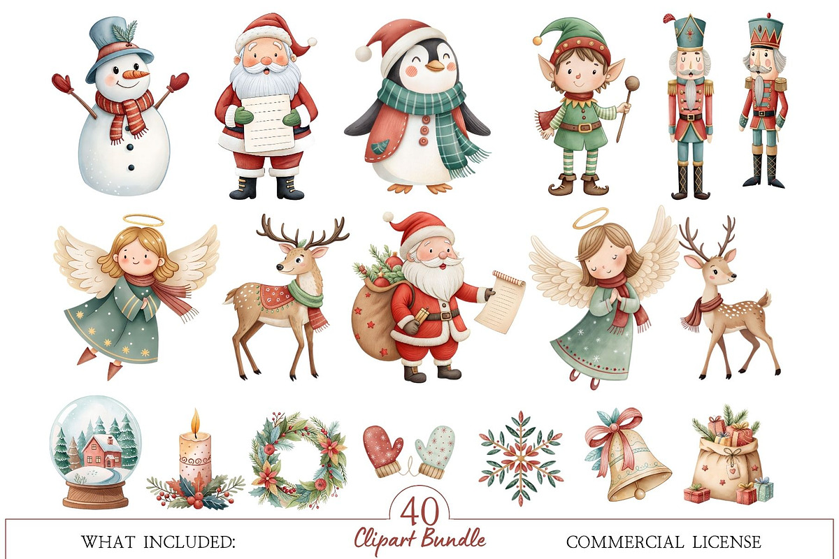 Warm Christmas Watercolor Clipart, an Illustration by MockupWizard (Photo 2 of 6)