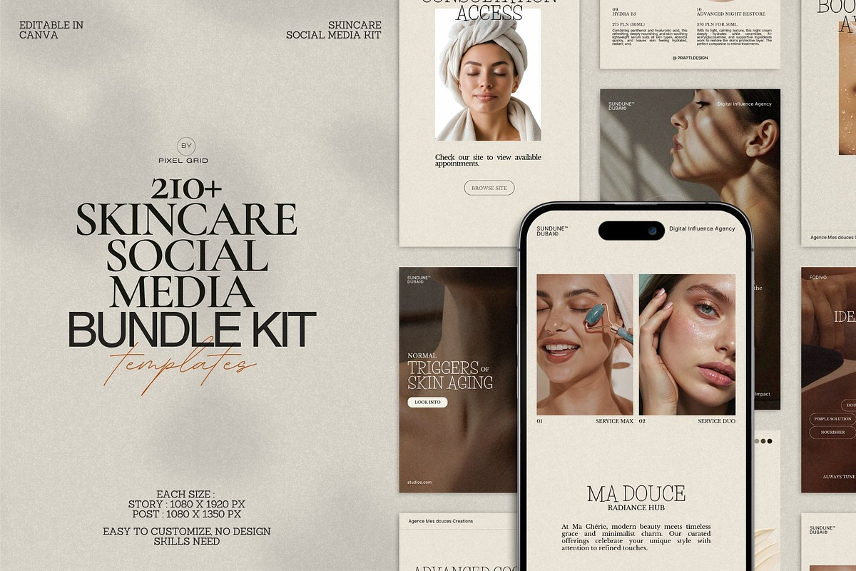 Neutral Skincare IG Template Pack
