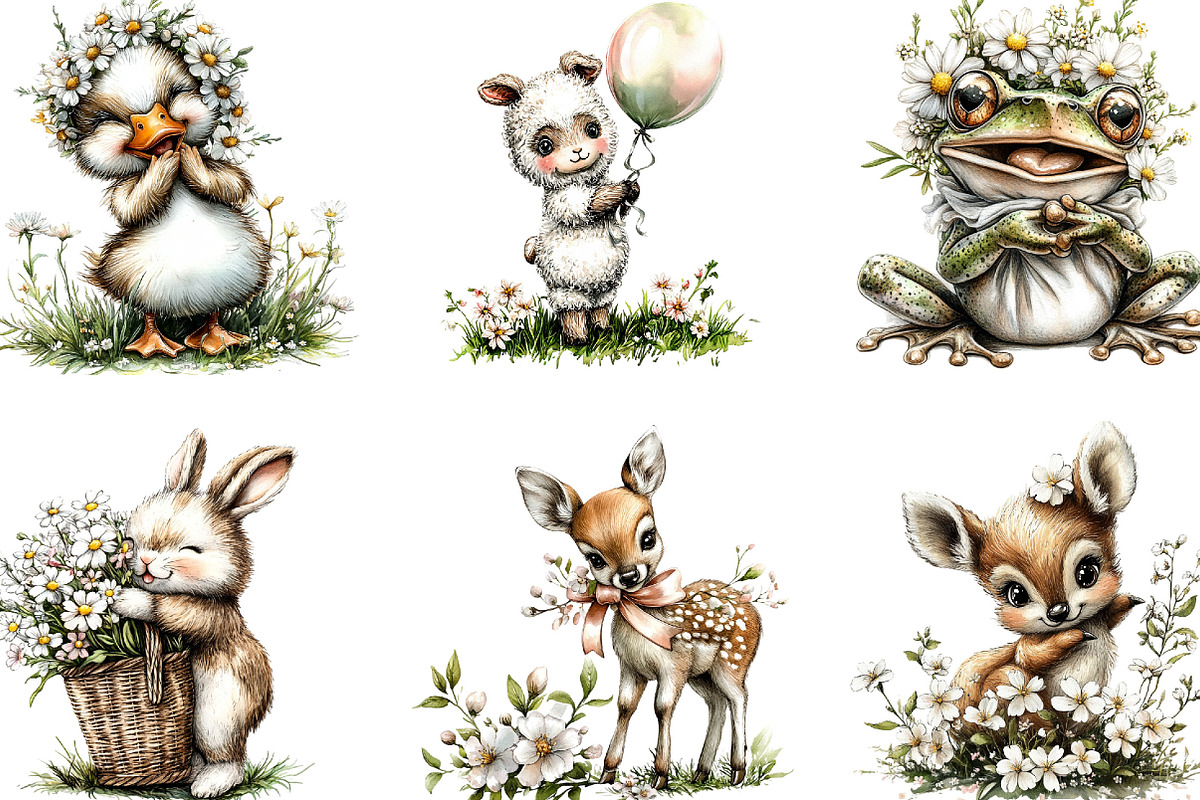 Whimsical Animals Spring Clipart, an Illustration by Designking (Photo 5 of 5)