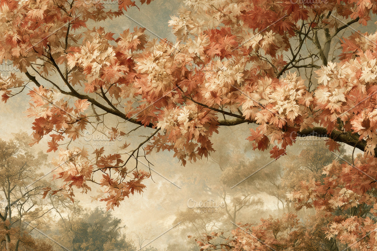 Hazy Autumnal Forest Wallpaper, an Illustration by Virgo Studio
