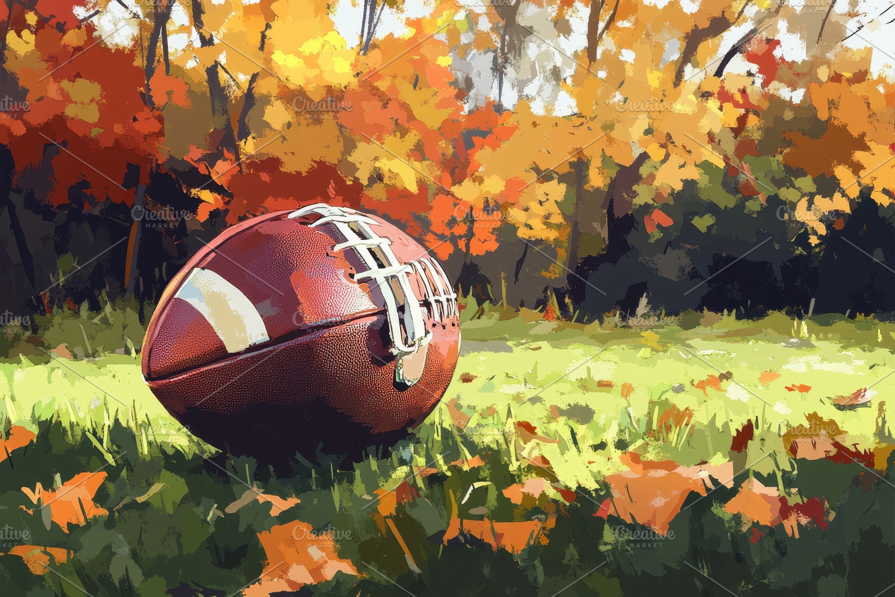 American football placed on vibrant, a Photo by Pavel_design
