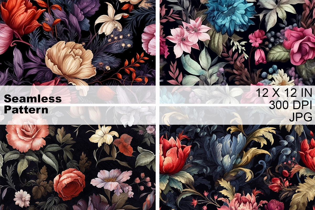 Gothic Flower Seamless Pattern, a Pattern Graphic by HillTract (Photo 3 of 5)
