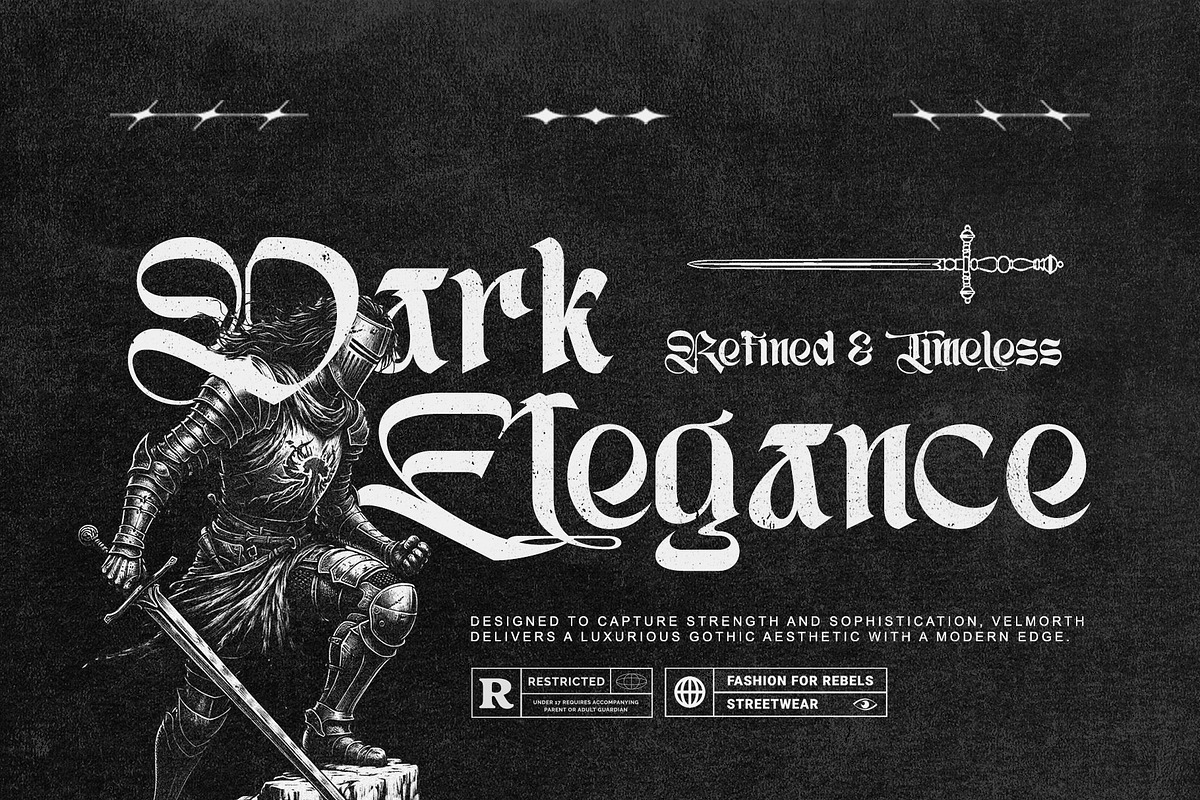 Zerothen - Gothic Display Typeface, a Blackletter Font by Letterara (Photo 2 of 14)