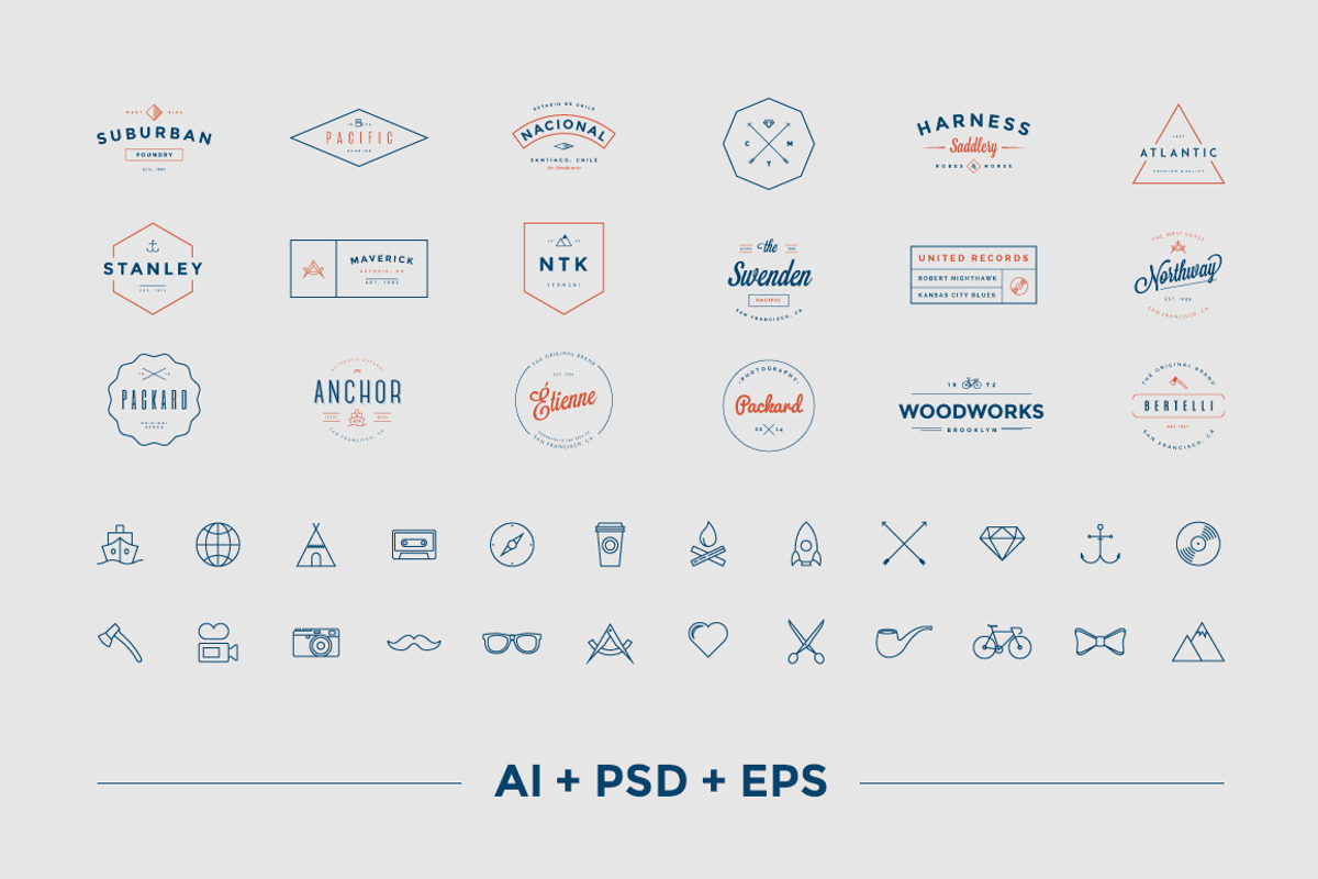 Hipster Vintage Logo Pack, a Branding & Logo Template by Victor Barac (Photo 2 of 5)