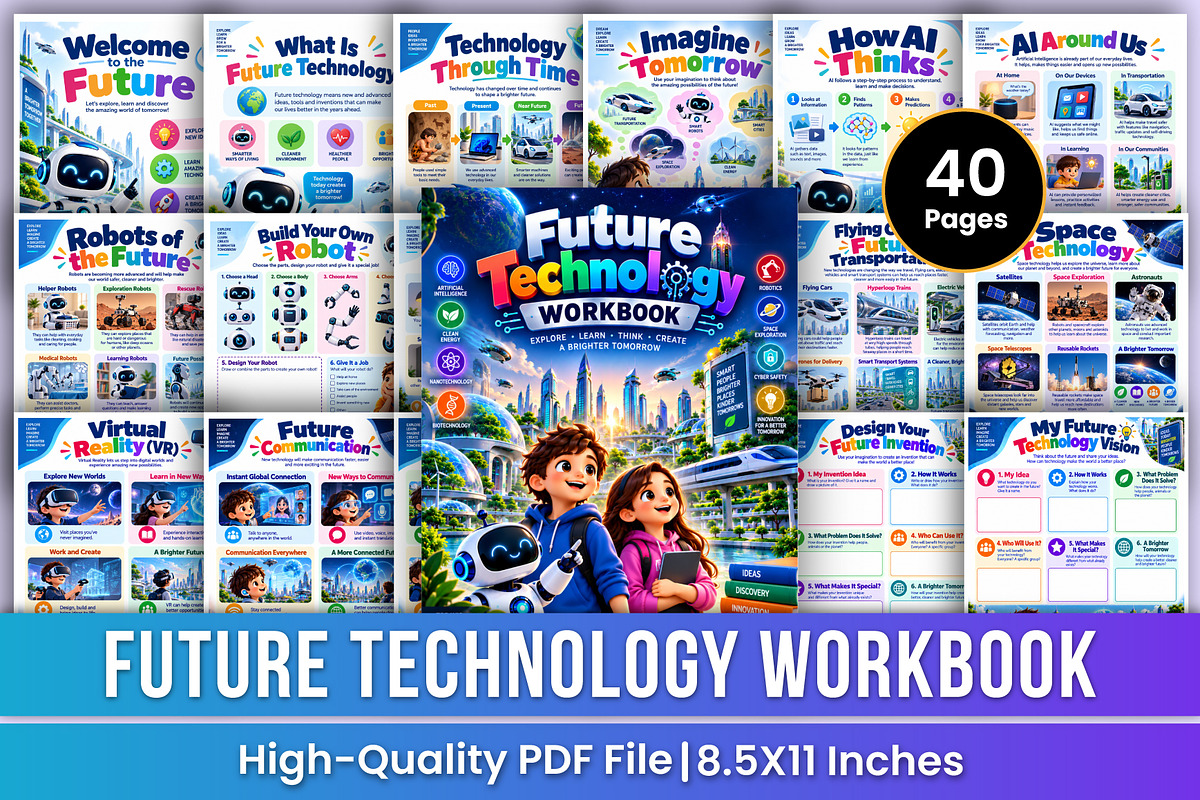 Future Technology Workbook Kdp, a Stationery Template by Mustafiz (Photo 1 of 4)