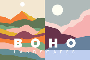 Boho Minimalist Landscapes, a Decorative Illustration by Léo Alexandre