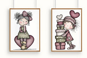 Valentine Cute Quirky Girl Clipart, an Illustration by RobertsArt (Thumbnail 6 of 7)