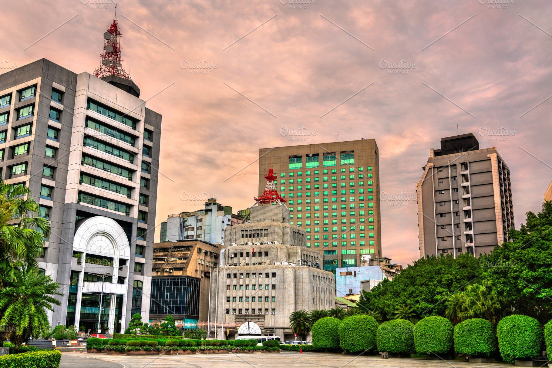 Skyline of Ximending district in Taipei, Taiwan at Sunset, an Architecture Photo by Leonid Andronov