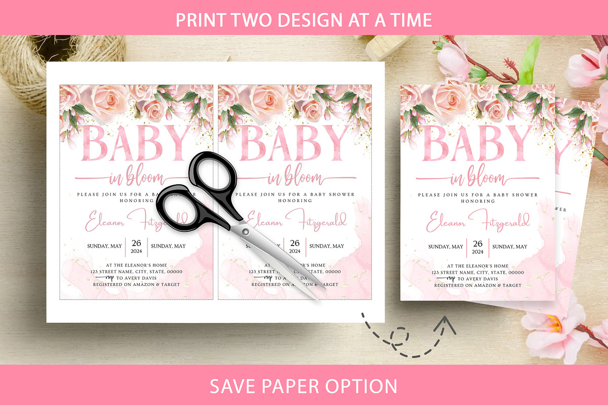 Baby in Bloom Baby Shower Template, an Invitation Template by SmmrDesign (Photo 5 of 7)