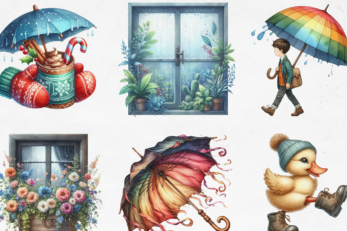 Rainy Day Sublimation Clipart, an Illustration by Designking (Photo 2 of 4)