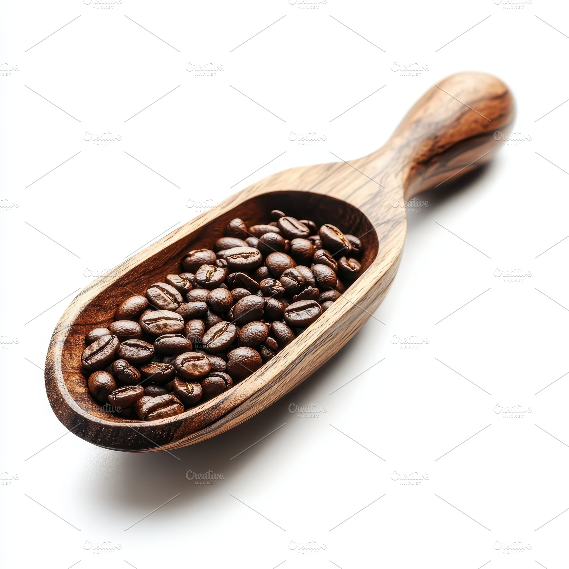 Roasted Coffee Beans in Wooden Scoop, a Food & Drink Photo by Pixeness Studio