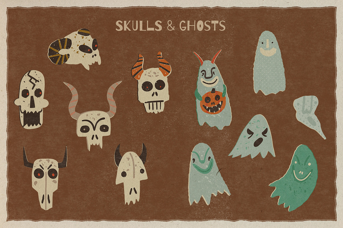 Retro Halloween clipart set, a Seasonal Illustration by Paper Cherry (Photo 5 of 27)