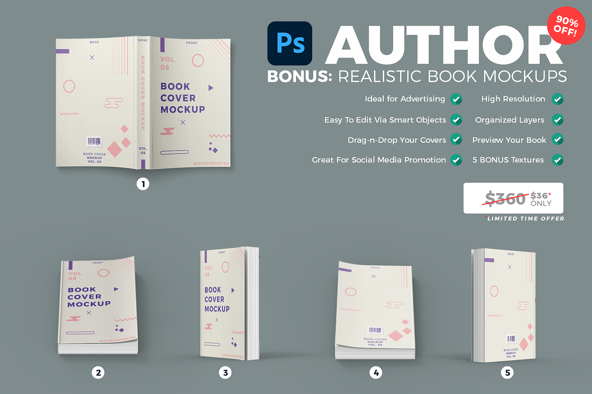 AUTHOR - Book Cover Templates Bundle, a Templates & Theme by Digital Goods (Photo 6 of 7)
