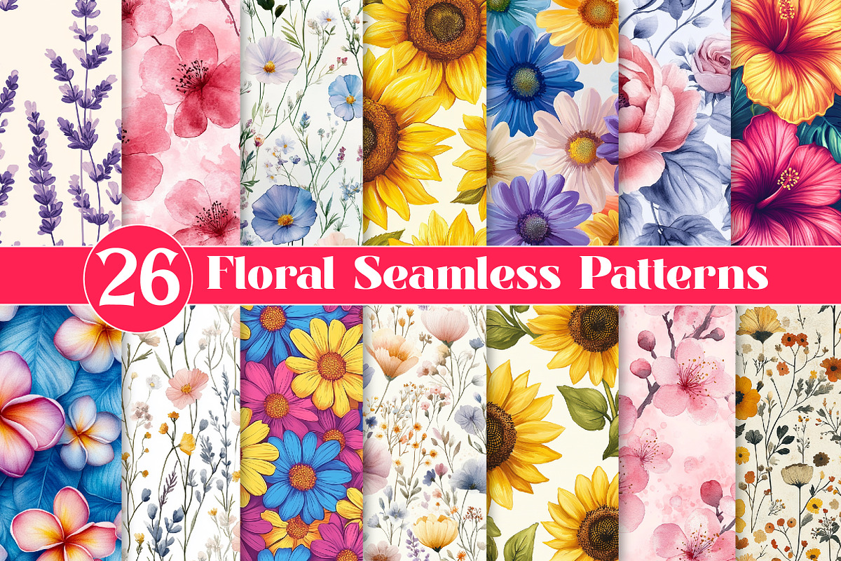 Floral Seamless Patterns, a Texture Illustration by Dream Creation