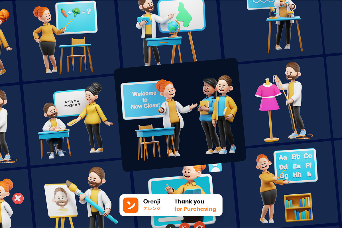 Teacher 3D Character Pack, a Characters & Person 3D Model by orenjidesign (Photo 7 of 8)