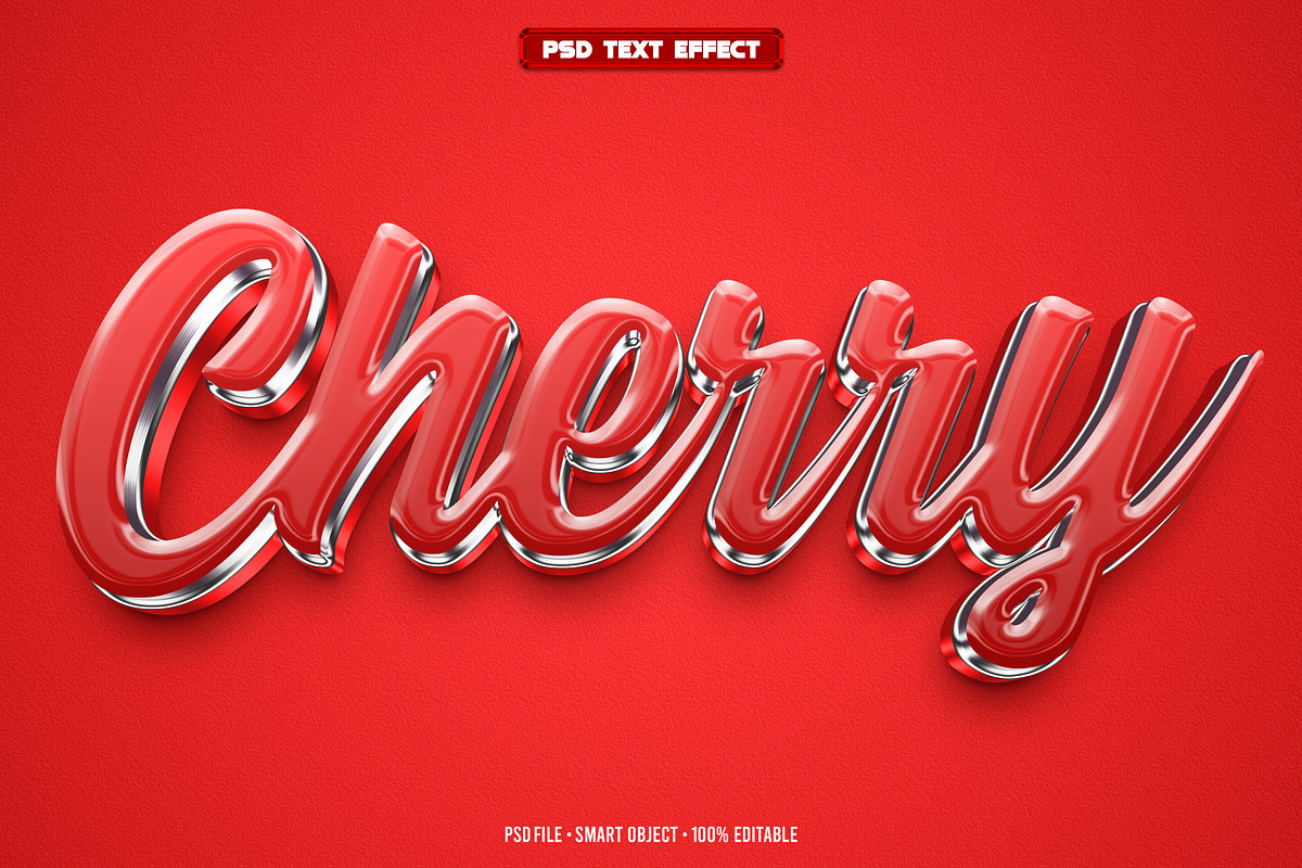 Cherry 3D editable text effect, a Layer Style Add-On by Hello Muh
