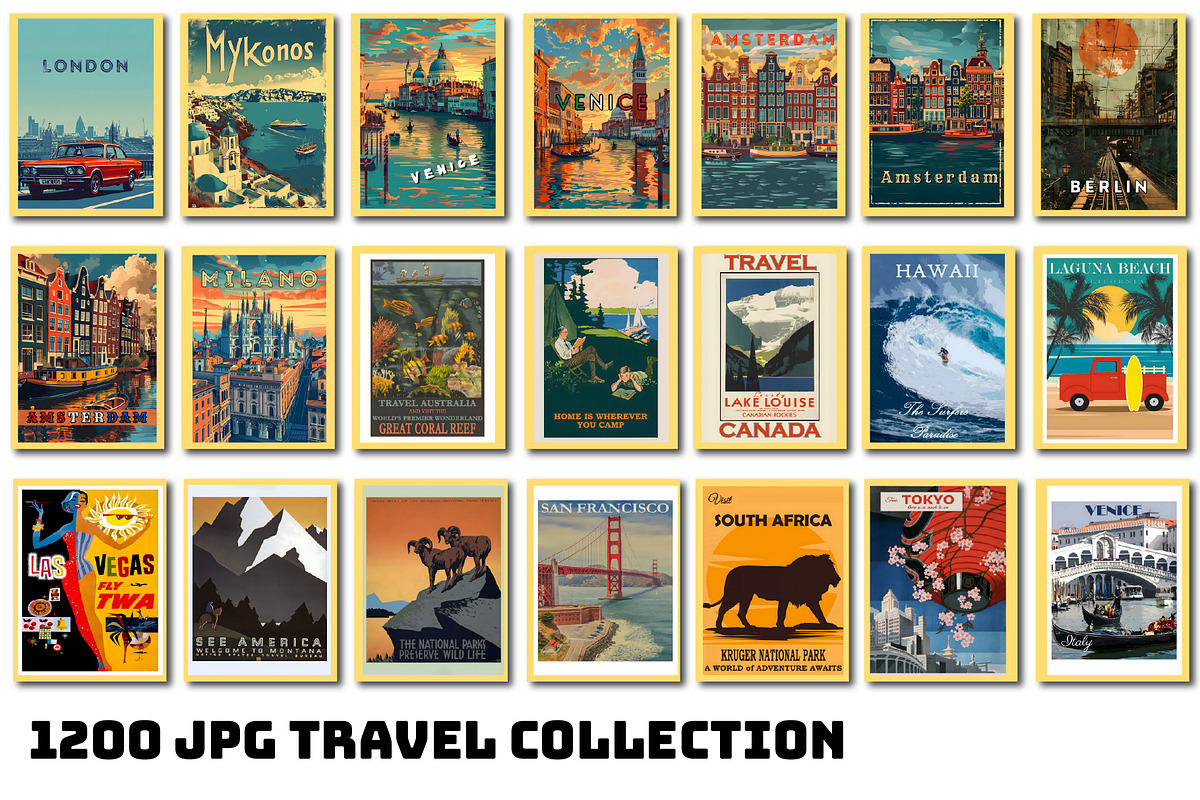 Travel Poster Wall Art Bundle, a Wallpaper Photo by Chipshpow Graphics (Photo 3 of 8)