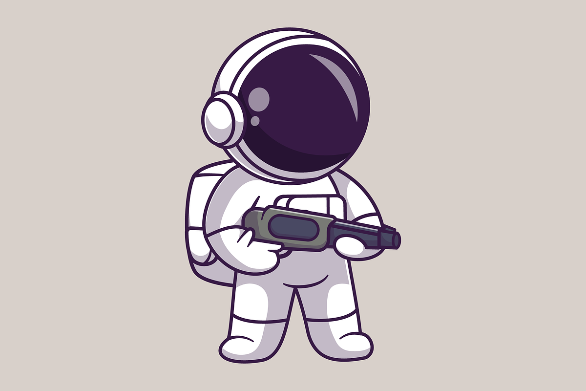 Cute Astronaut Holding Gun Cartoon, a Technology Illustration by Catalyst Labs (Photo 3 of 3)