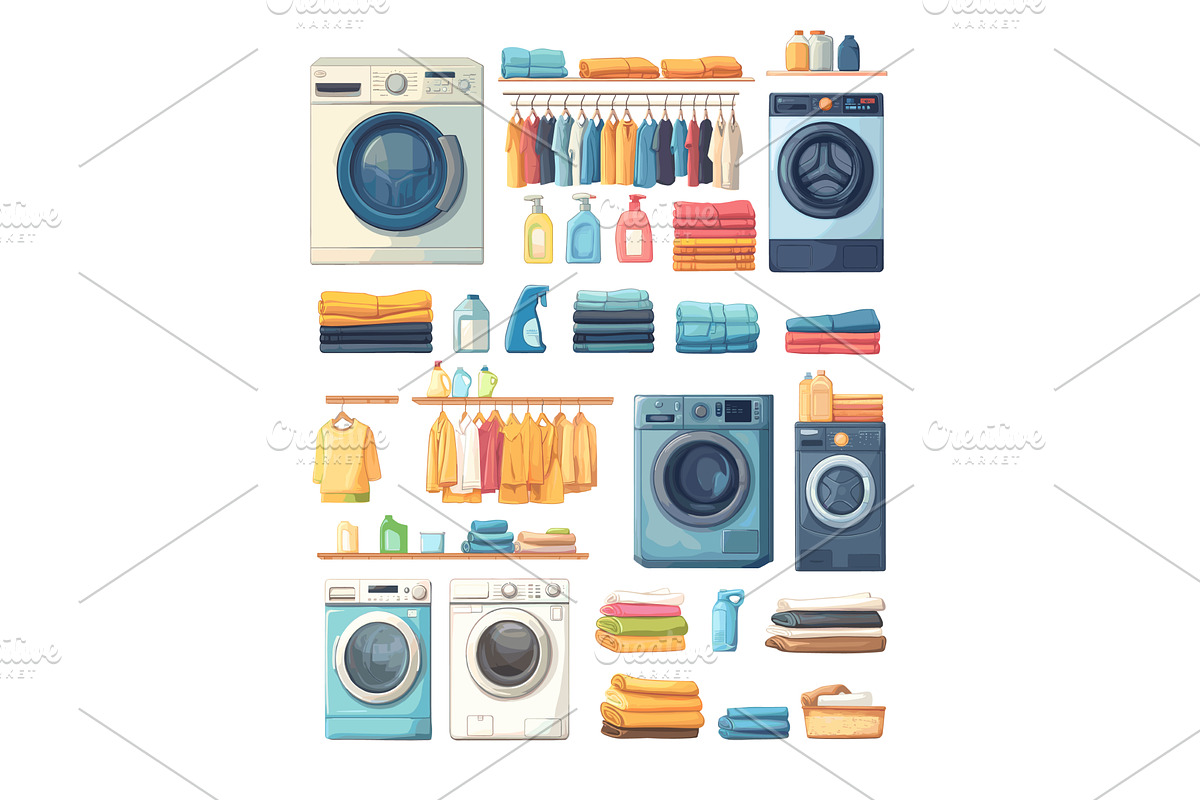 Cartoon laundry equipment. Washing, an Object Illustration by Stock-Smart-Start