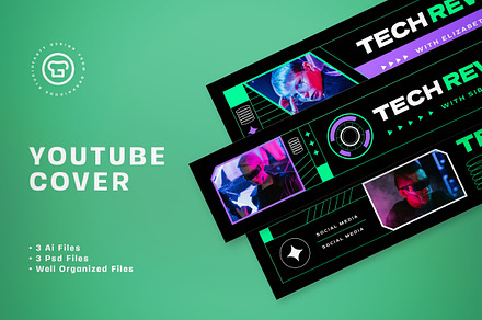 Tech Review Youtube Cover, a Social Media Template by graphicook