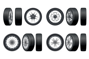 Car tires of rubber with disks, an Object Illustration by Things for designers
