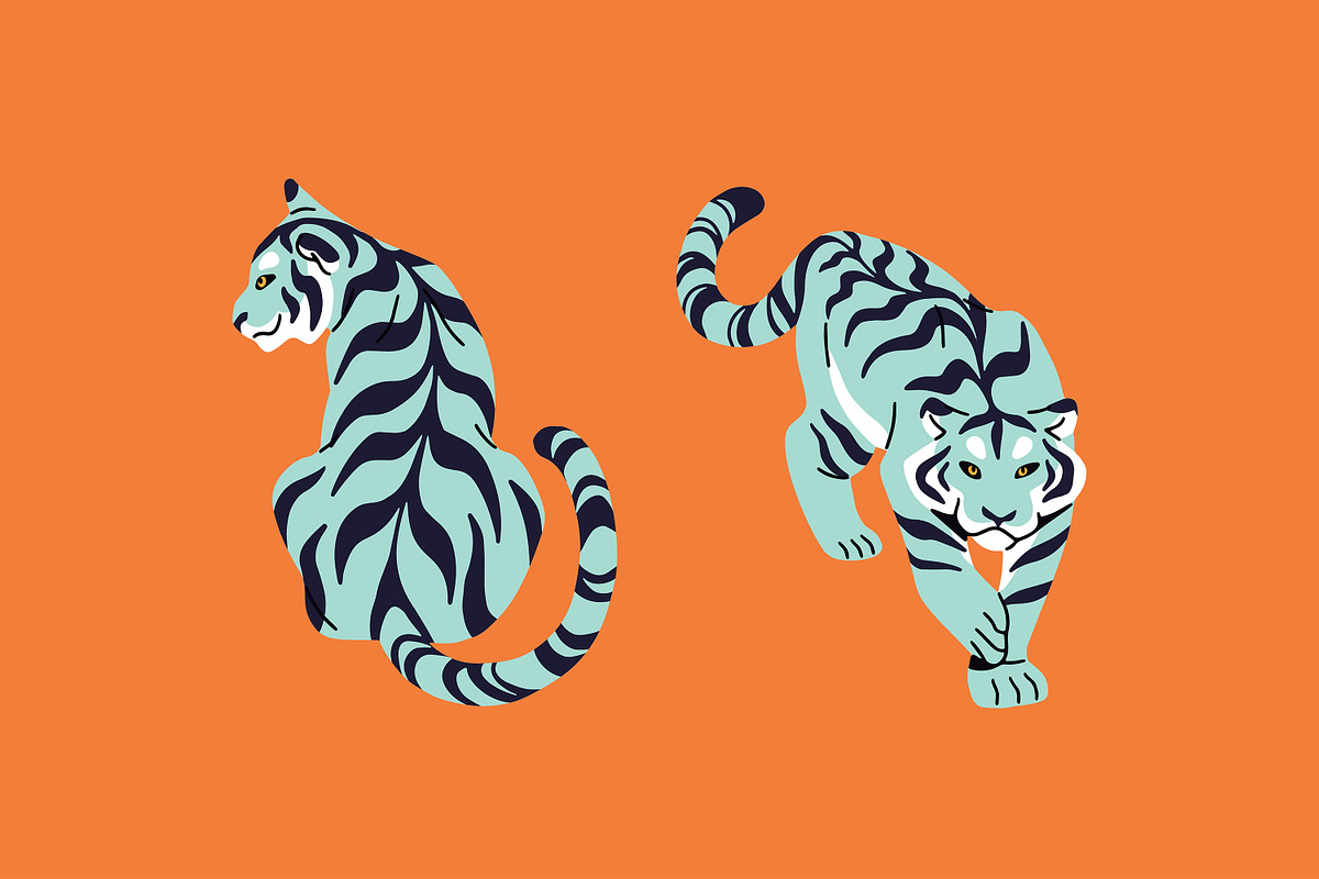 Wild tigers set, cards, patterns, an Animal Illustration by PaperTrident (Photo 3 of 10)