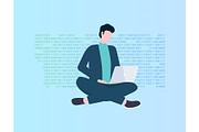 Program Coding, Man with Laptop, an Education Illustration by robuart